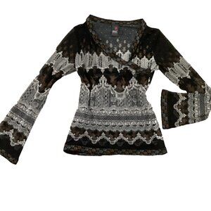 Anac Designed by Kimi VTG 90s Y2K Mesh Top Artsy Grunge M #74J